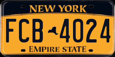 NY license plate FCB4024