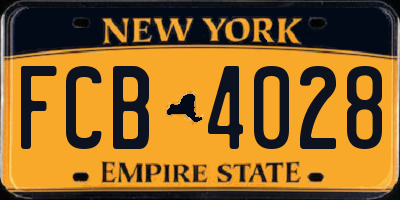 NY license plate FCB4028