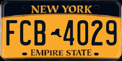 NY license plate FCB4029
