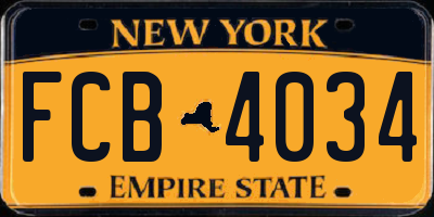 NY license plate FCB4034