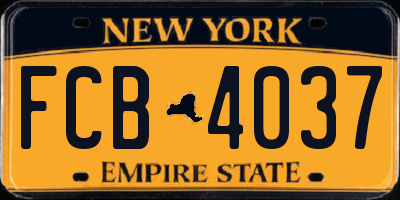 NY license plate FCB4037