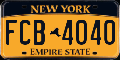 NY license plate FCB4040