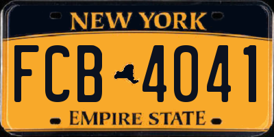 NY license plate FCB4041