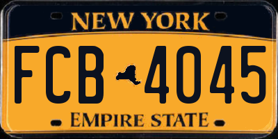 NY license plate FCB4045