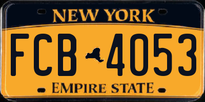 NY license plate FCB4053