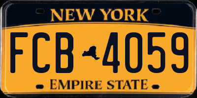 NY license plate FCB4059
