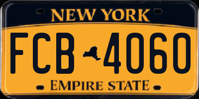 NY license plate FCB4060