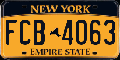 NY license plate FCB4063