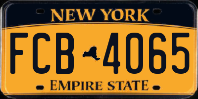 NY license plate FCB4065