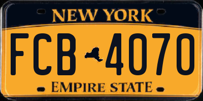 NY license plate FCB4070