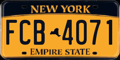 NY license plate FCB4071