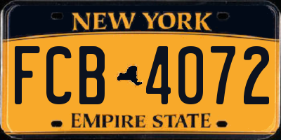 NY license plate FCB4072