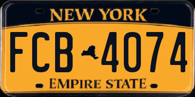 NY license plate FCB4074