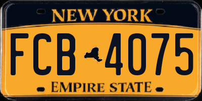 NY license plate FCB4075