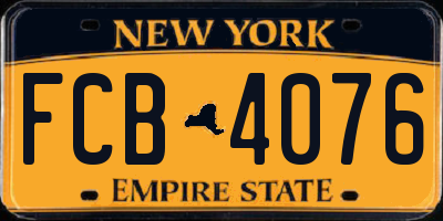 NY license plate FCB4076
