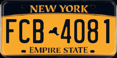 NY license plate FCB4081