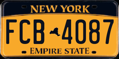 NY license plate FCB4087