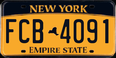 NY license plate FCB4091
