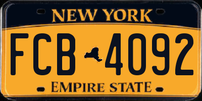 NY license plate FCB4092
