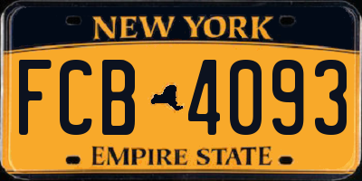 NY license plate FCB4093