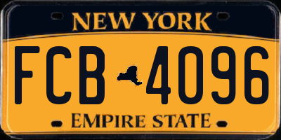 NY license plate FCB4096