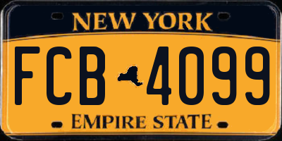 NY license plate FCB4099