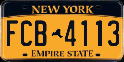 NY license plate FCB4113