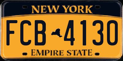 NY license plate FCB4130