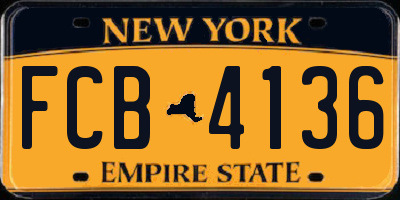 NY license plate FCB4136