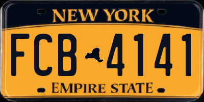 NY license plate FCB4141