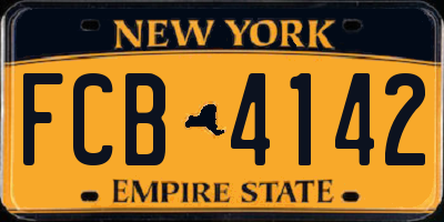 NY license plate FCB4142