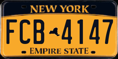 NY license plate FCB4147