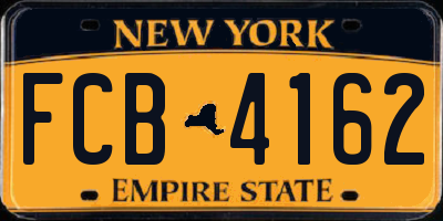 NY license plate FCB4162