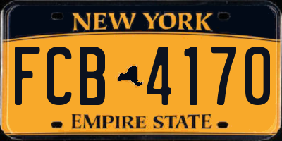 NY license plate FCB4170