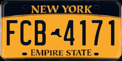 NY license plate FCB4171