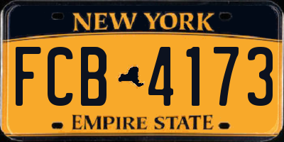 NY license plate FCB4173