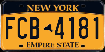 NY license plate FCB4181