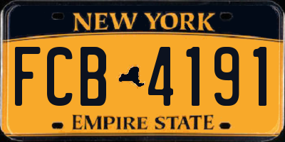 NY license plate FCB4191