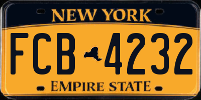 NY license plate FCB4232