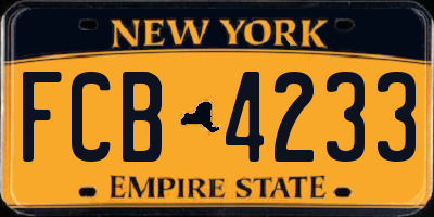 NY license plate FCB4233