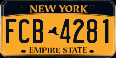 NY license plate FCB4281
