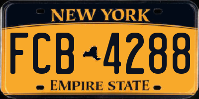 NY license plate FCB4288