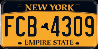 NY license plate FCB4309