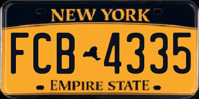 NY license plate FCB4335