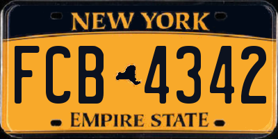NY license plate FCB4342