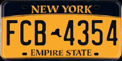 NY license plate FCB4354