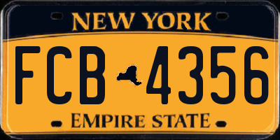 NY license plate FCB4356