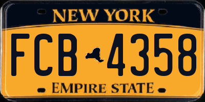 NY license plate FCB4358