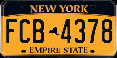 NY license plate FCB4378