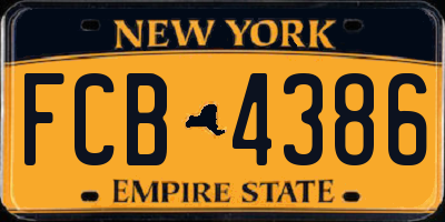 NY license plate FCB4386